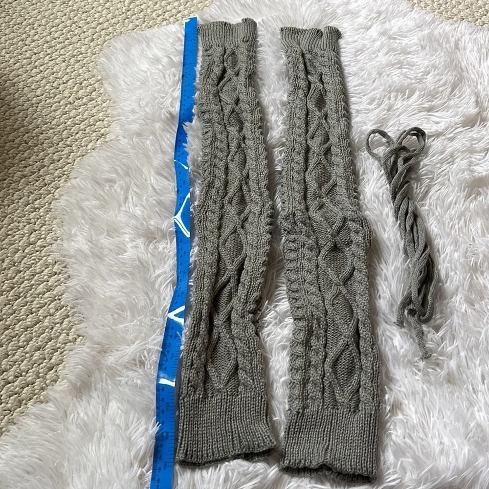 Warm Leg Warmers Knit Crochet Legging Boot Socks - Ivory